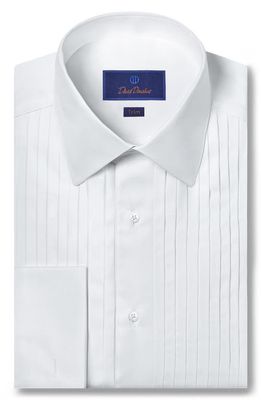 David Donahue Formal Trim Fit Tuxedo Shirt in White