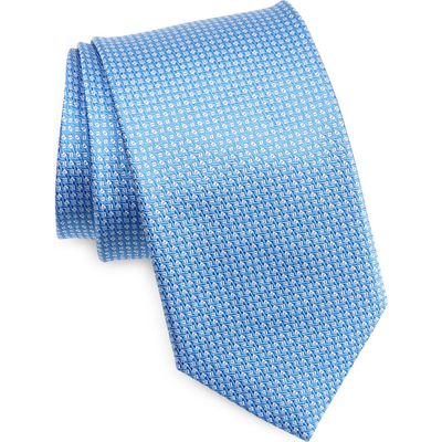 David Donahue Geometric Extra Long Silk Tie in Sky 