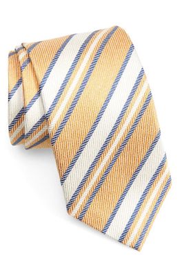 David Donahue Jacquard Stripe Silk Tie in Gold/Blue