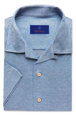 David Donahue Men's Classic Fit Solid Short Sleeve Button-Up Shirt in Sky