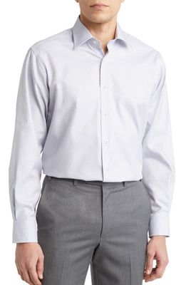 David Donahue Micropattern Dress Shirt in White/Bark