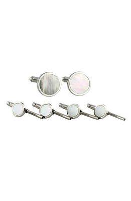 David Donahue Mother-of-Pearl Cuff Link & Stud Set in Silver M. o.p Stud Set