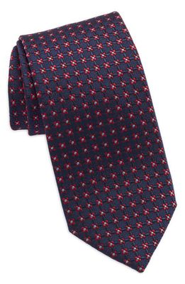 David Donahue Neat Floral Silk Tie in Navy/Red