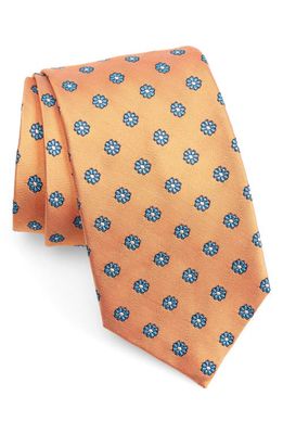 David Donahue Neat Floral Silk Tie in Orange