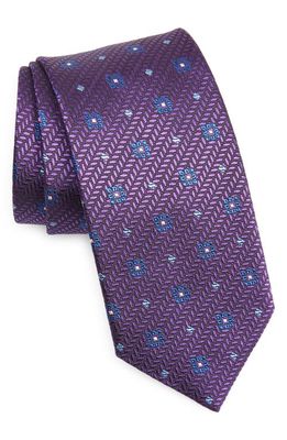 David Donahue Neat Medallion Silk Tie in Purple