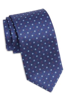 David Donahue Neat X-Long Silk Tie in Navy