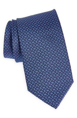 David Donahue Paisley Extra Long Silk Tie in Blue