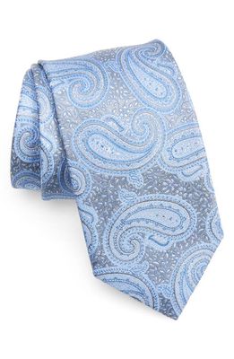 David Donahue Paisley Silk Tie in Blue/Gray