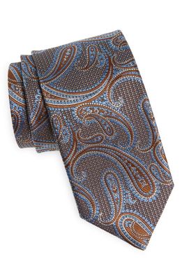 David Donahue Paisley Silk Tie in Cocoa