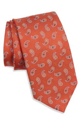 David Donahue Paisley Silk Tie in Orange