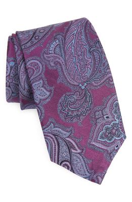 David Donahue Paisley Silk Tie in Pink/purple
