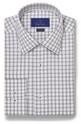 David Donahue Regular Fit Dobby Check Cotton Dress Shirt in White/Pearl