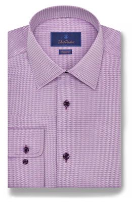 David Donahue Regular Fit Dobby Diagonal Cotton Dress Shirt in Lilac