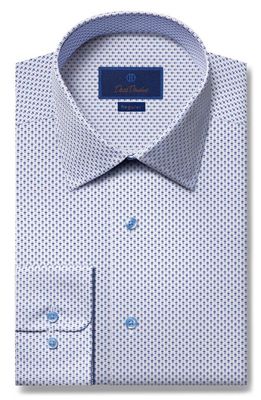David Donahue Regular Fit Microdot Dress Shirt in White/Blue