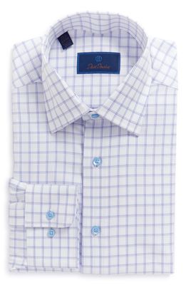 David Donahue Regular Fit Oxford Check Dress Shirt in White/Lilac