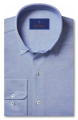 David Donahue Regular Fit Oxford Knit Dress Shirt in Blue