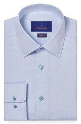 David Donahue Regular Fit Royal Oxford Textured Dress Shirt in Sky/White