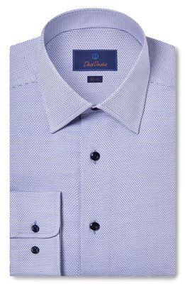 David Donahue Slim Fit Micro Dobby Cotton Dress Shirt in Blue