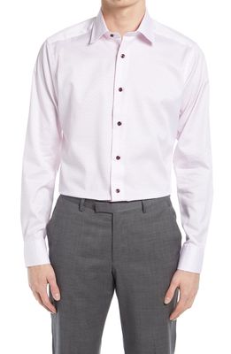 David Donahue Slim Fit Micro Dot Dress Shirt in Pink/Merle