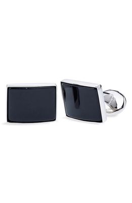 David Donahue Sterling Silver Cuff Links in Silver/Black
