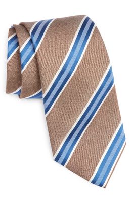 David Donahue Stripe Silk Tie in Brown