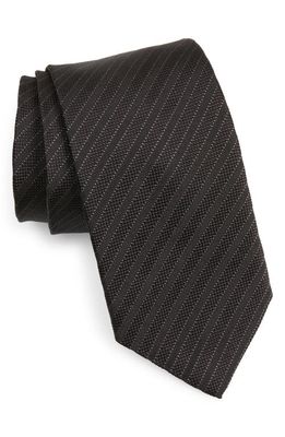 David Donahue Stripe Silk Tie in Grey