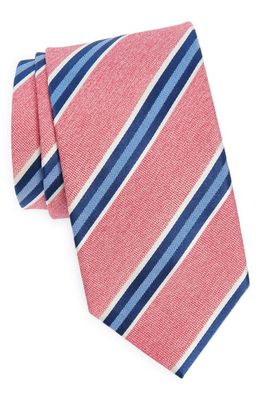 David Donahue Stripe Silk Tie in Pink