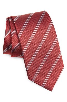 David Donahue Stripe Silk Tie in Red