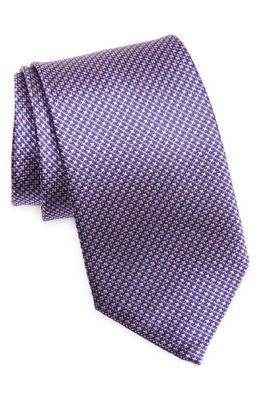 David Donahue Textured Extra Long Silk Tie in Berry