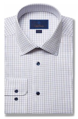 David Donahue Trim Fit Check Cotton Dress Shirt in White/Blue