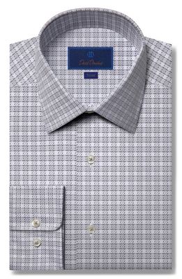 David Donahue Trim Fit Check Cotton Twill Dress Shirt in White/Gray