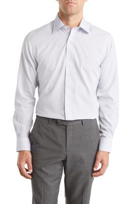 David Donahue Trim Fit Check Non-Iron Dress Shirt in White/Blue