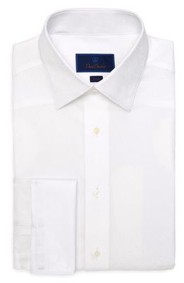 David Donahue Trim Fit Dobby Dot Formal Shirt in White