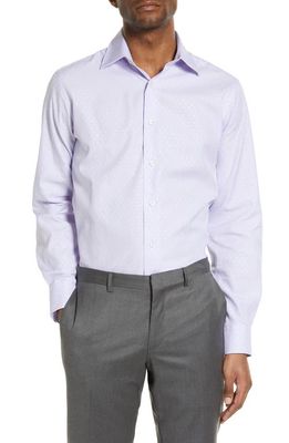David Donahue Trim Fit Dobby Pinstripe Dress Shirt in Lilac