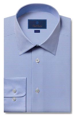 David Donahue Trim Fit Houndstooth Dress Shirt in Blue