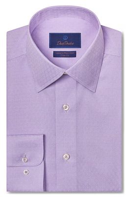 David Donahue Trim Fit Luxury Non-Iron Dobby Microcheck Dress Shirt in Lilac