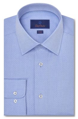 David Donahue Trim Fit Neat Textured Dress Shirt in Sky