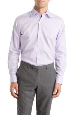 David Donahue Trim Fit Non-Iron Dress Shirt in Lilac/White