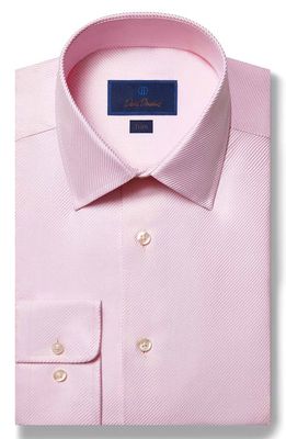 David Donahue Trim Fit Royal Cotton Twill Dress Shirt in Pink/White