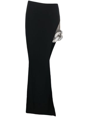 David Koma asymmetric crystal-embellished maxi skirt - Black
