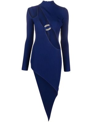 David Koma asymmetric cut-out ribbed dress - Blue
