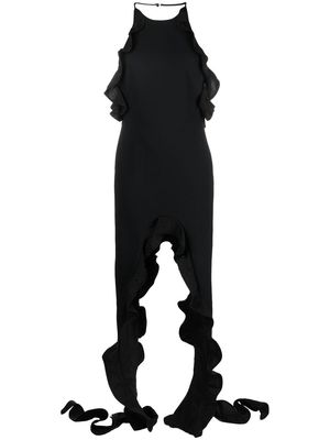 David Koma asymmetric ruffle-trim dress - Black