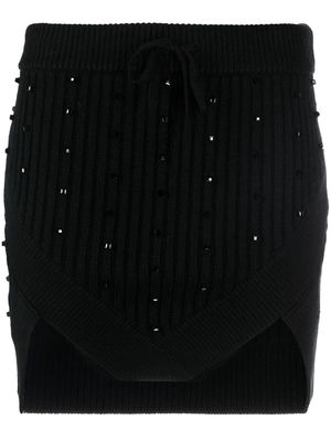 David Koma bead-embellished knitted skirt - Black