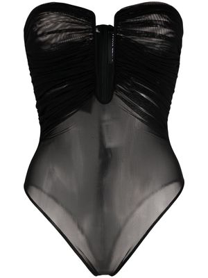 David Koma bustier-style ruched bodysuit - Black