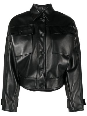 David Koma button-down leather shirt jacket - Black