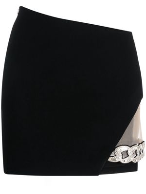 David Koma chain-link detail asymmetric miniskirt - Black