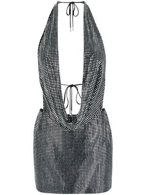 David Koma cowl-neck crystal-embellished minidress - Black