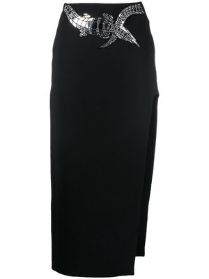 David Koma crocodile-detail midi skirt - Black