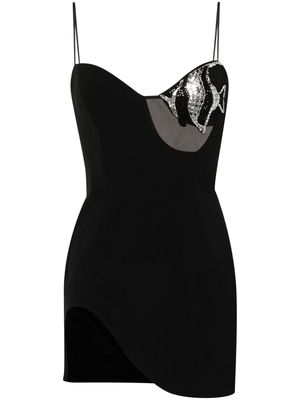 David Koma crystal-embellished cady minidress - Black