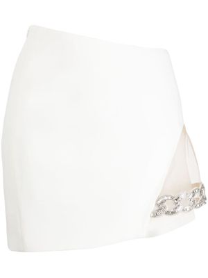 David Koma crystal-embellished chain-link miniskirt - White